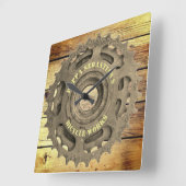 自転車素朴ギアスプロケットテンプレート角壁 スクエア壁時計 (傾斜)