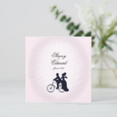 自転車結婚テーマピンク招待状 招待状 (スタンド正面)
