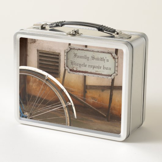 自転車補修キット工具収納金箱 メタルランチボックス (正面)