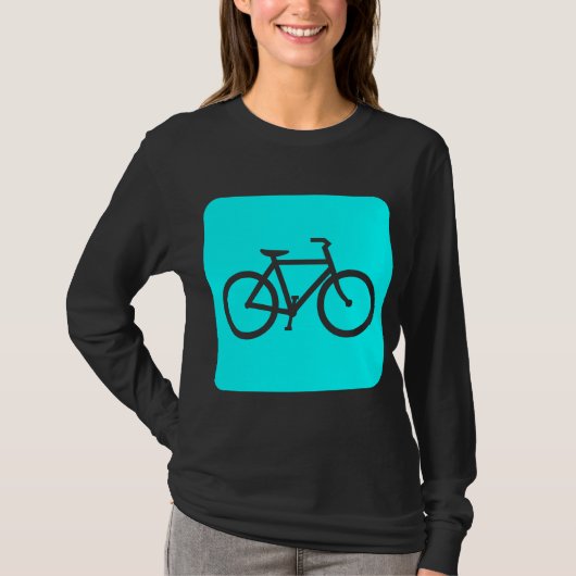 自転車記号 – シアン Tシャツ (正面)