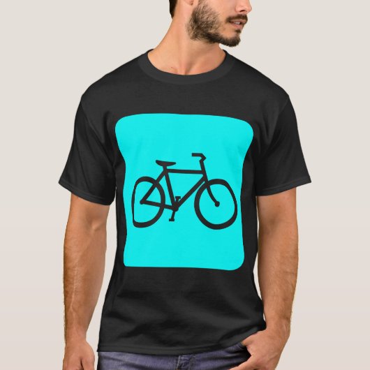自転車記号 – シアン Tシャツ (正面)