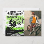 自転車誕生日フォト招待状、男の子招待状 招待状 (正面)