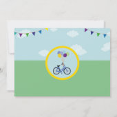 自転車誕生日自転車に乗るパーティーブルーボーイズ写真 招待状 (裏面)