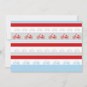 自転車誕生日自転車に乗るパーティー赤い少年の写真 招待状 (裏面)