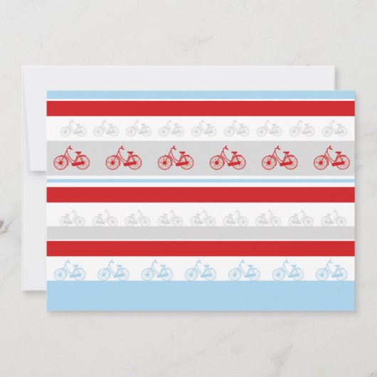 自転車誕生日自転車に乗るパーティー赤い少年の写真 招待状 (裏面)