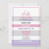 自転車誕生日自転車乗りパーティーピンクガールズ 招待状 (正面)