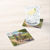 自転車誕生日 スクエアペーパーコースター (インサイチュ)