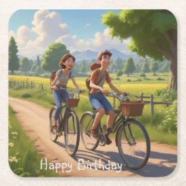 自転車誕生日 スクエアペーパーコースター