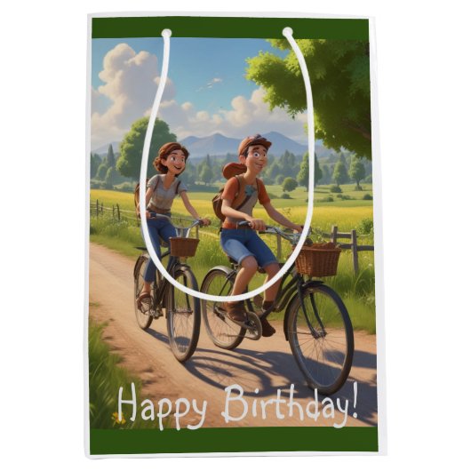自転車誕生日 ミディアムペーパーバッグ (正面)