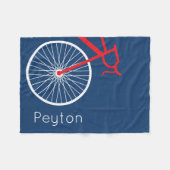 自転車赤と白 フリースブランケット (正面(横))