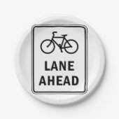 自転車車線前方サインサイクリング道路安全 ペーパープレート (正面)