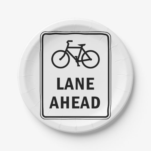 自転車車線前方サインサイクリング道路安全 ペーパープレート (正面)
