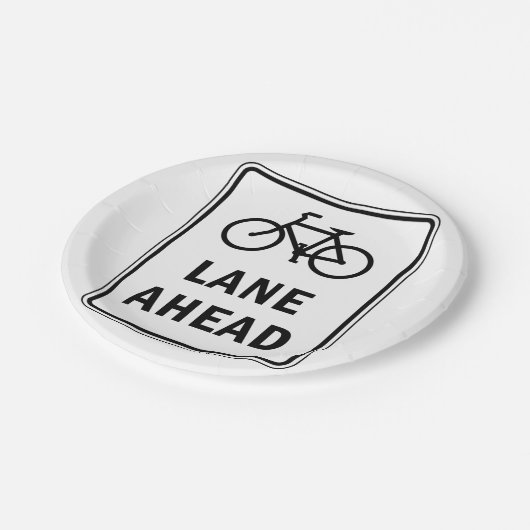 自転車車線前方サインサイクリング道路安全 ペーパープレート (アングル)