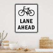 自転車車線前方サインサイクリング道路安全 ポスター (キッチン)