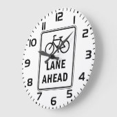 自転車車線前方サインサイクリング道路安全 ラージ壁時計 (傾斜)