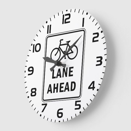 自転車車線前方サインサイクリング道路安全 ラージ壁時計 (傾斜)