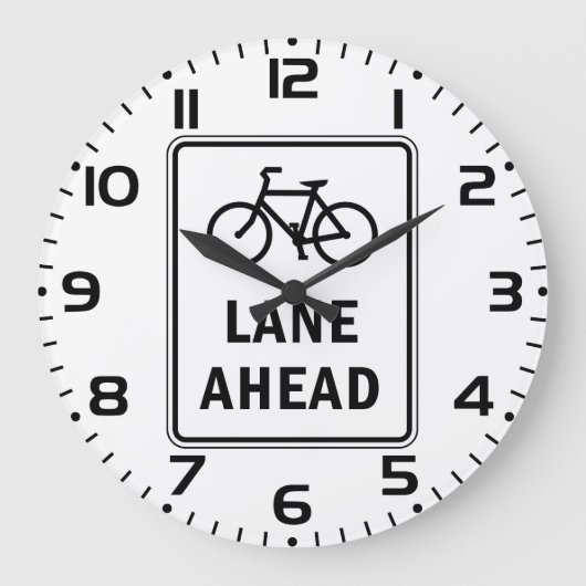 自転車車線前方サインサイクリング道路安全 ラージ壁時計 (正面)