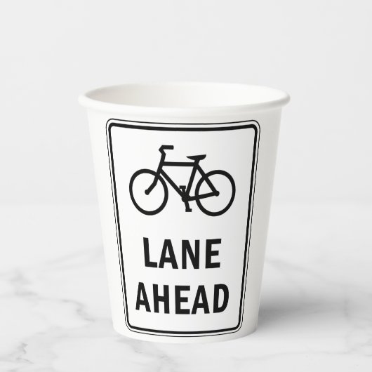自転車車線前方サインサイクリング道路安全 紙コップ (正面)