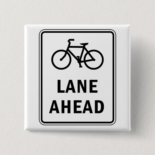 自転車車線前方サインサイクリング道路安全 缶バッジ (正面)