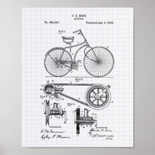 自転車1890のパテントの芸術-並べられたPeper ポスター