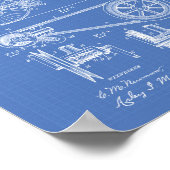 自転車1890特許アート – 青写真 ポスター (角)