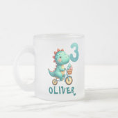 自転車3日目のかわいい恐竜 フロストグラスマグカップ (左)