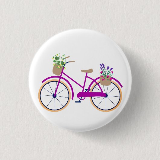 自転車, かご, 花 缶バッジ (正面)