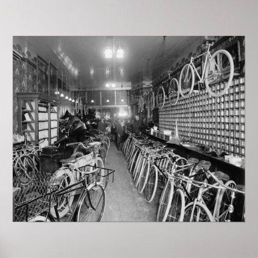 自転車&オートバイ店, 1910.ヴィンテージ写真 ポスター (正面)