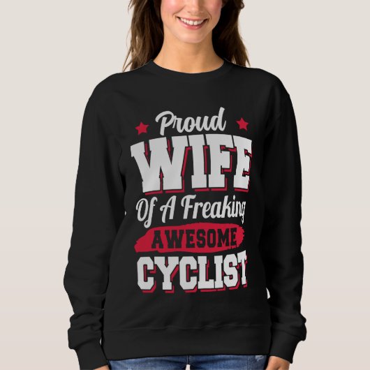 自転車+サイクリスト+サイクリング+自転車乗り+妻 スウェットシャツ (正面)