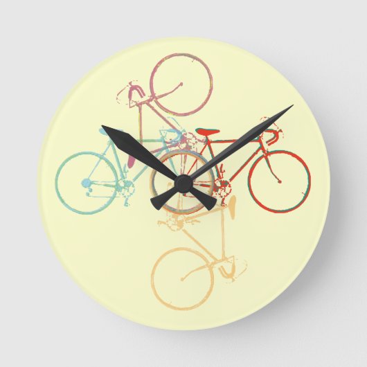 自転車-サイクリングパターン ラウンド壁時計 (正面)
