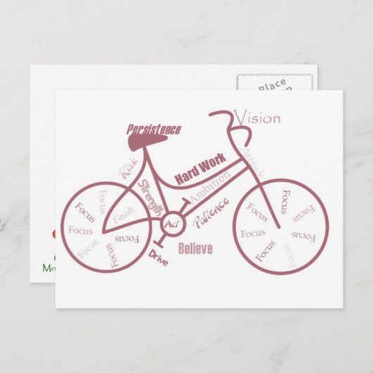 自転車、サイクル、自転車、やる気を起こさせる言葉 ポストカード (正面/裏面)