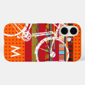自転車、ストライプ及びカスタムイニシャル Case-Mate iPhoneケース (裏面 (横))