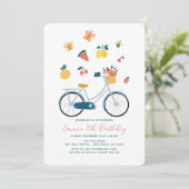 自転車 バタフライ フルーツ フラワー 女子 誕生日 招待状 (スタンド正面)