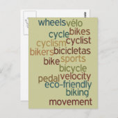 自転車 ワード クラウド ポストカード (正面/裏面)