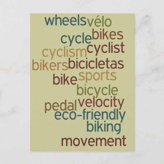 自転車 ワード クラウド ポストカード (正面)