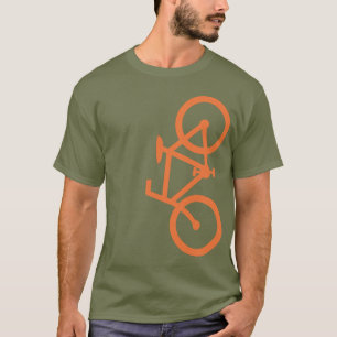 自転車、垂直シルエット、オレンジ色のデザイン Tシャツ