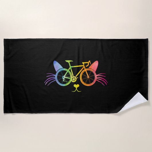 自転車 猫 LGBT ビーチタオル (正面)