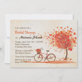 自転車 秋 楓の木 ナチュラル ブライズシャワー 招待状