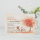 自転車 秋 楓の木 ナチュラル ブライズシャワー 招待状 (スタンド正面)