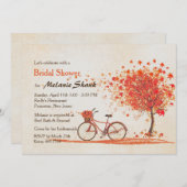 自転車 秋 楓の木 ナチュラル ブライズシャワー 招待状 (正面/裏面)