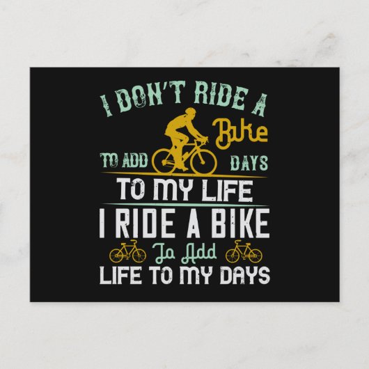 自転車 – 自転車が私の日に命を与える ポストカード (正面)