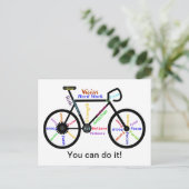 自転車、自転車やる気を起こさせるサイクリング ポストカード (スタンド正面)