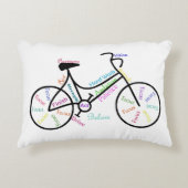 自転車、自転車スポーツやる気を起こさせる、言葉&ストライプ アクセントクッション (正面)
