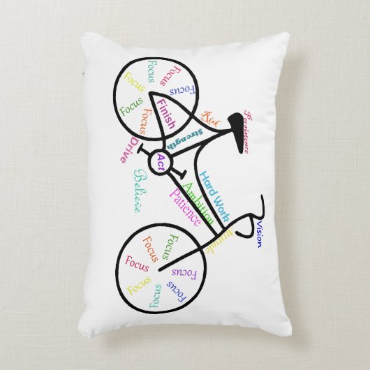 自転車、自転車スポーツやる気を起こさせる、言葉&ストライプ アクセントクッション (正面(垂直))