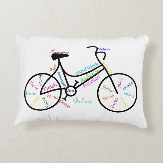 自転車、自転車スポーツやる気を起こさせる、言葉&ストライプ アクセントクッション (裏面)