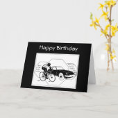 自転車、自転車、サイクル、スポーツサイクリングカスタム誕生日 カード (黄色い花)