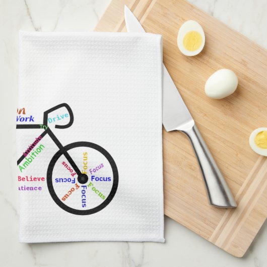 自転車、自転車、自転車、自転車、スポーツ、サイクリングやる気を起こさせる、 キッチンタオル (四つ折り)