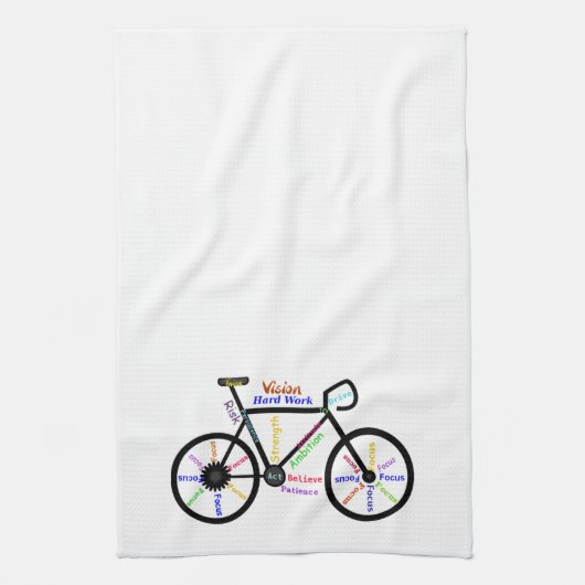 自転車、自転車、自転車、自転車、スポーツ、サイクリングやる気を起こさせる、 キッチンタオル (縦)