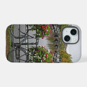 自転車 – 運河 – アムステルダム – iPhone 15ケース (裏面横)