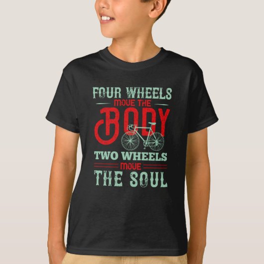 自転車 – 2つの車輪が魂を動かす Tシャツ (正面)